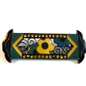 Pier Bex Antique c.1930's Art Deco Enamel Brooch Pin‎